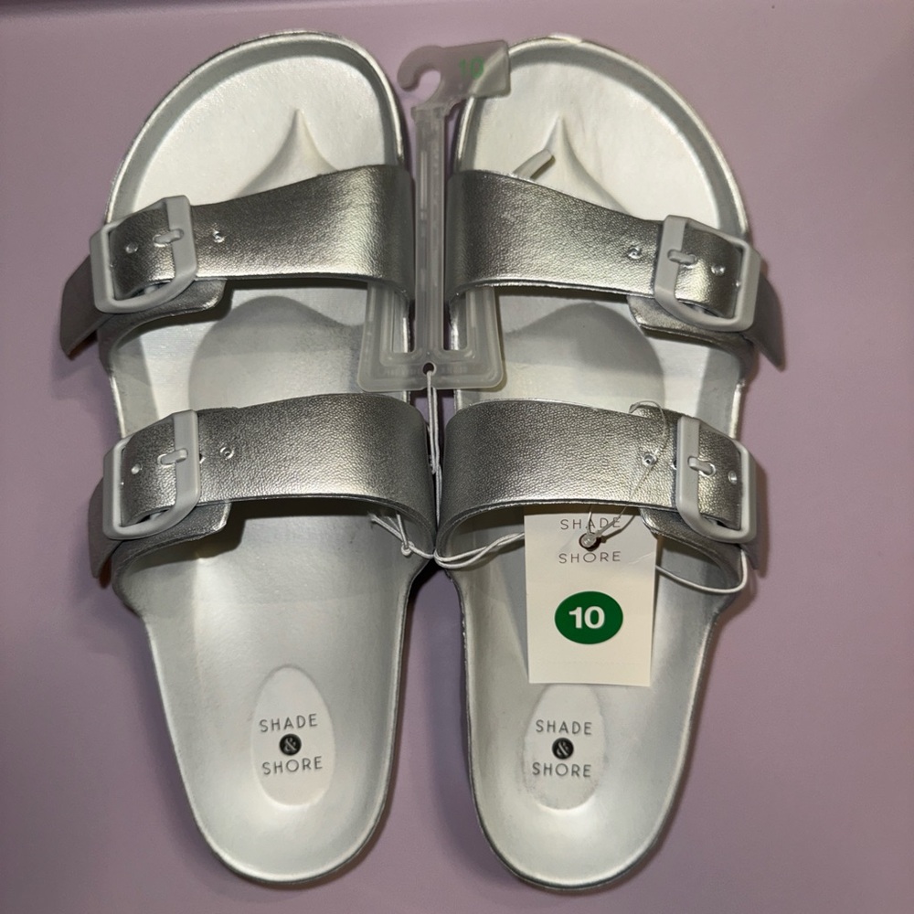 NWT Shade & Shore Silver Sandals